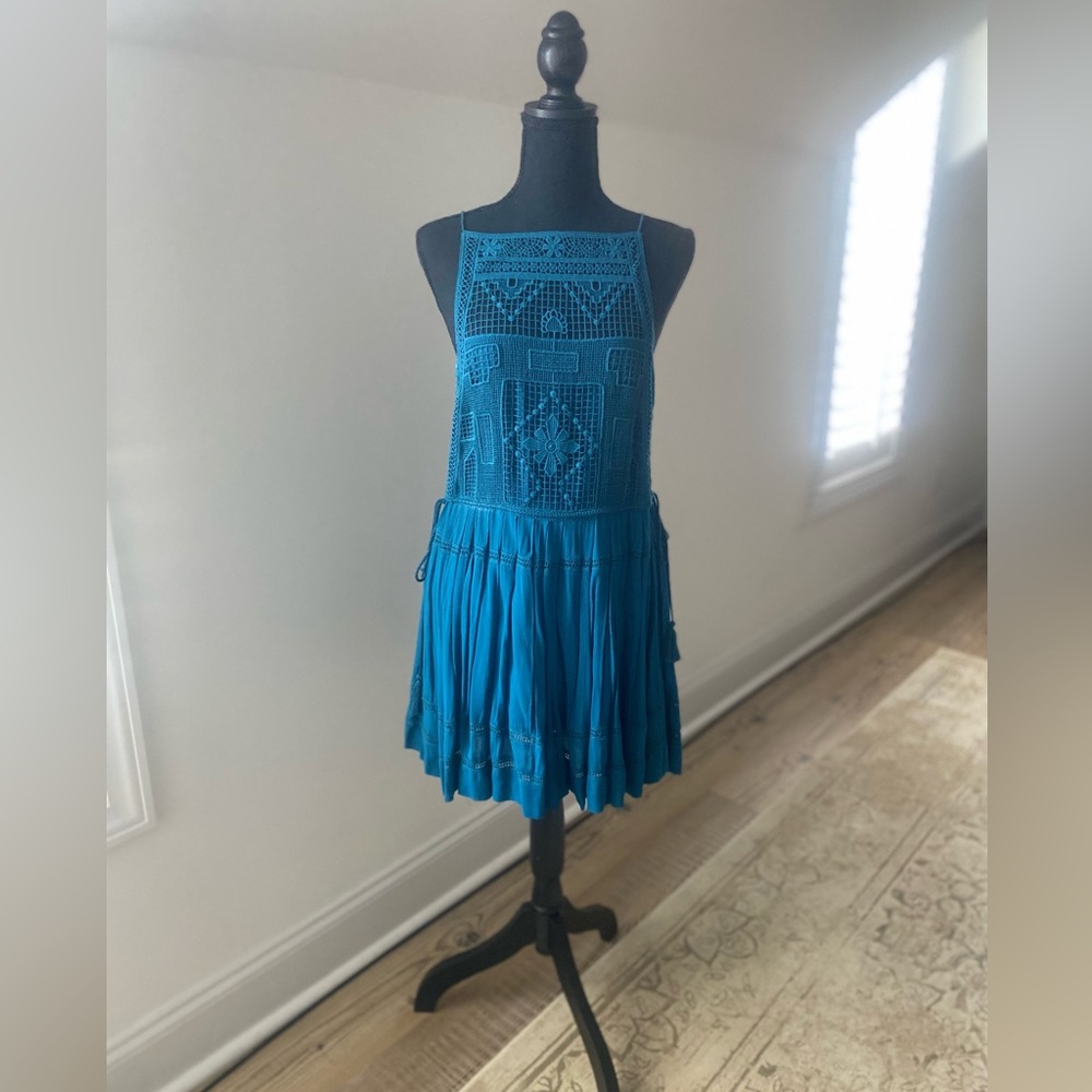 Free People Blue Crochet Dress